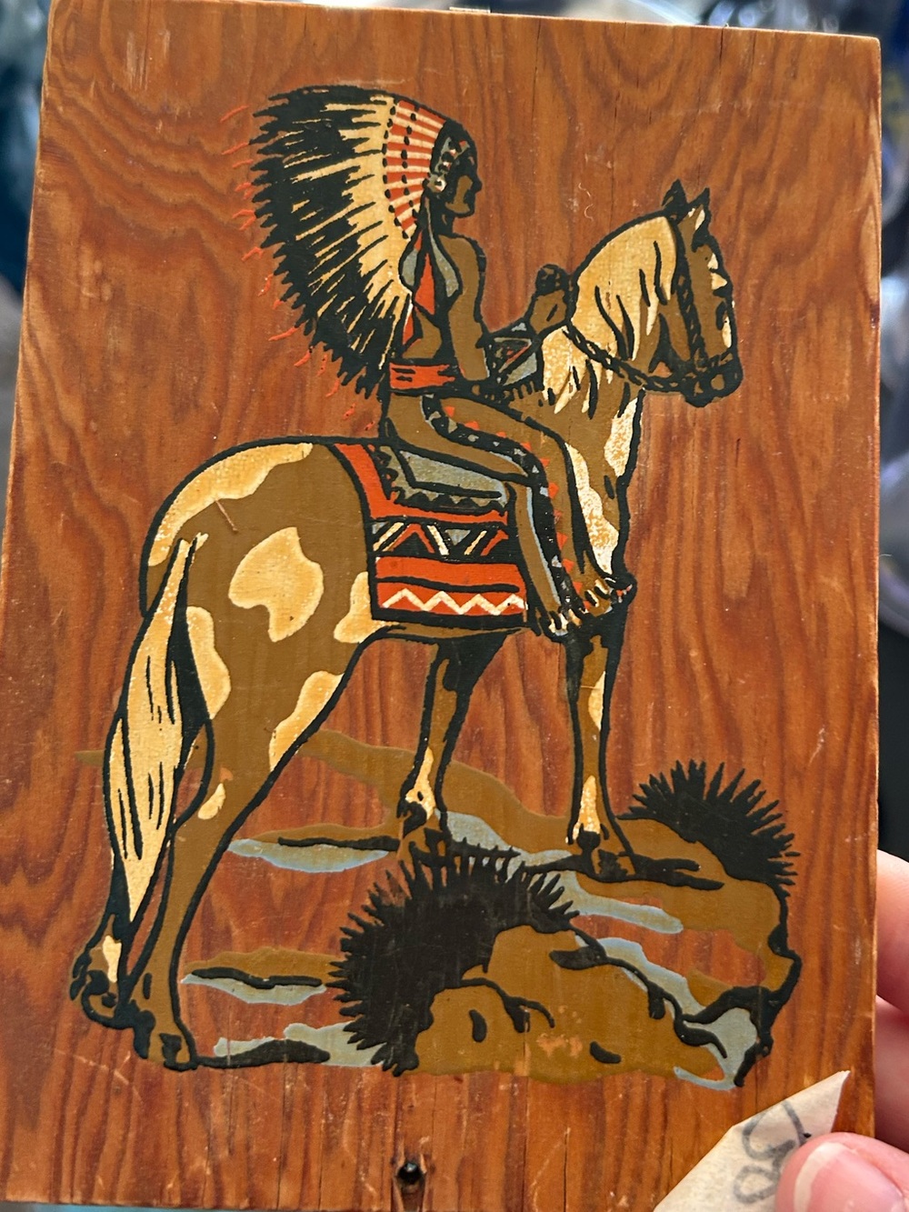 ✨Vintage✨ 1950s | Sackson Bros. | Plaque | Oil Paint Native American | USA MCM - Picture 2 of 3